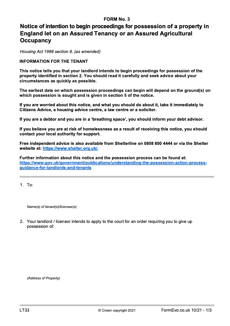 lt33-notice-seeking-possession-of-a-property-let-on-an-assured-tenancy